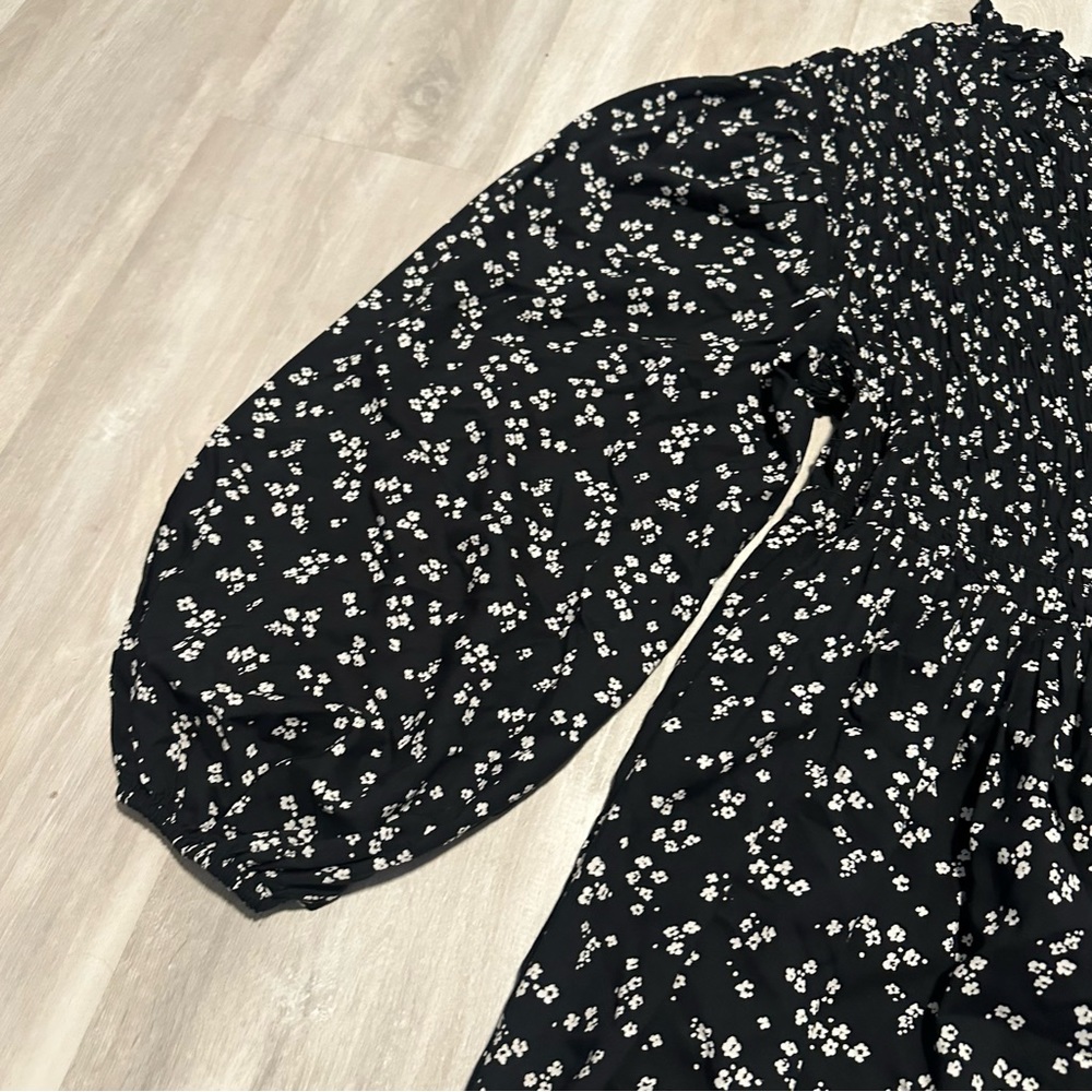 A New Day Black White Floral Smocked Midi Dress Sz XXL - Picture 7 of 12
